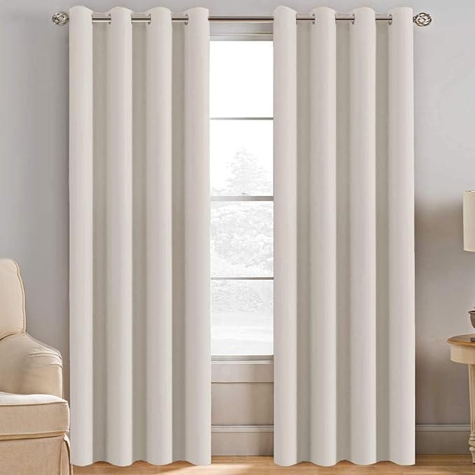 H.VERSAILTEX Light Blocking Curtain for Living Room Thermal Insulated Window Treatment Panel/Drape for Dining Room, Elegant Soft Curtain for Bedroom Grommet Top One Panel (Ivory - 52x102 Inches)