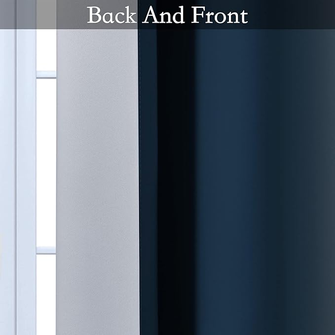 SimpleHome Ombre Room Darkening Curtains for Living Room, Light Blocking Gradient Navy Blue to Greyish White Thermal Insulated Grommet Window Curtains/Drapes for Bedroom, 2 Panels, 70x63 inches Length