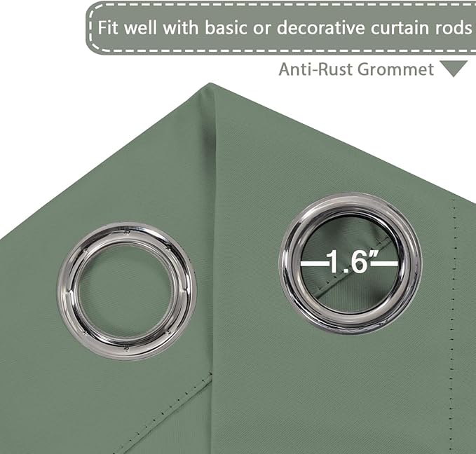 H.VERSAILTEX Blackout Patio Curtains 100 x 84 Inches for Sliding Door Extral Wide Blackout Curtain Panels Thermal Insulated Room Divider - Grommet Top, 7' Tall by 8.5' Wide - Green Bay