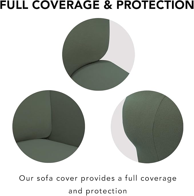 PureFit Super Stretch Sofa Slipcover – Spandex Non Slip Soft Couch Sofa Cover, Washable Furniture Protector with Non Skid Foam and Elastic Bottom for Kids, Pets (Oversized Loveseat, Greyish Green)