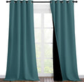 NICETOWN 100% Blackout Blinds, Laundry Room Decor Window Treatment Curtains, Thermal Insulated Energy Smart Drapes and Draperies for Villa, Hall and Studio, Sea Teal, Set of 2, 46 inches x 90 inches
