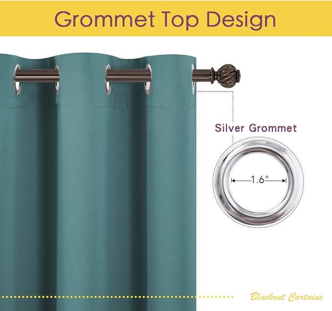 NICETOWN Living Room Window Curtain Panels, Thermal Insulated Solid Grommet Blackout Draperies/Drapes (Sea Teal, 1 Pair, 42 by 54-Inch)