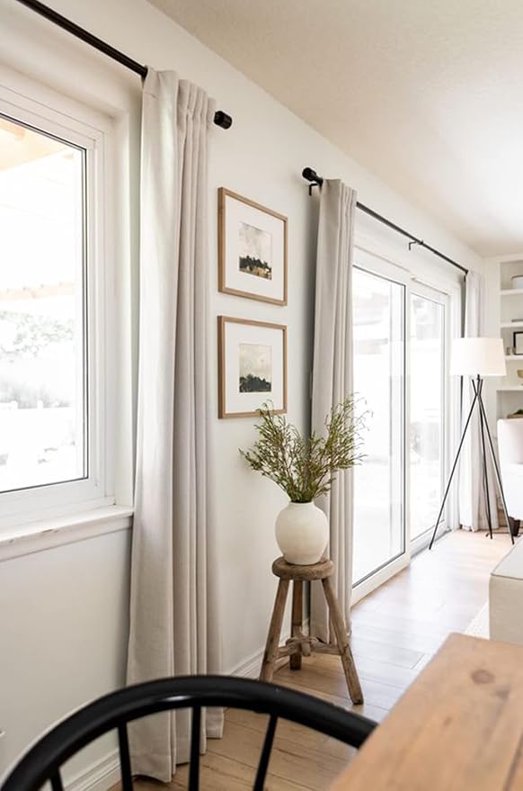 100% Blackout Shield Linen Blackout Curtains for Bedroom 108 Inches Long, Back Tab/Rod Pocket Living Room Drapes, Thermal Insulated Blackout Curtains 2 Panels Set, 50" W x 108" L,Cream