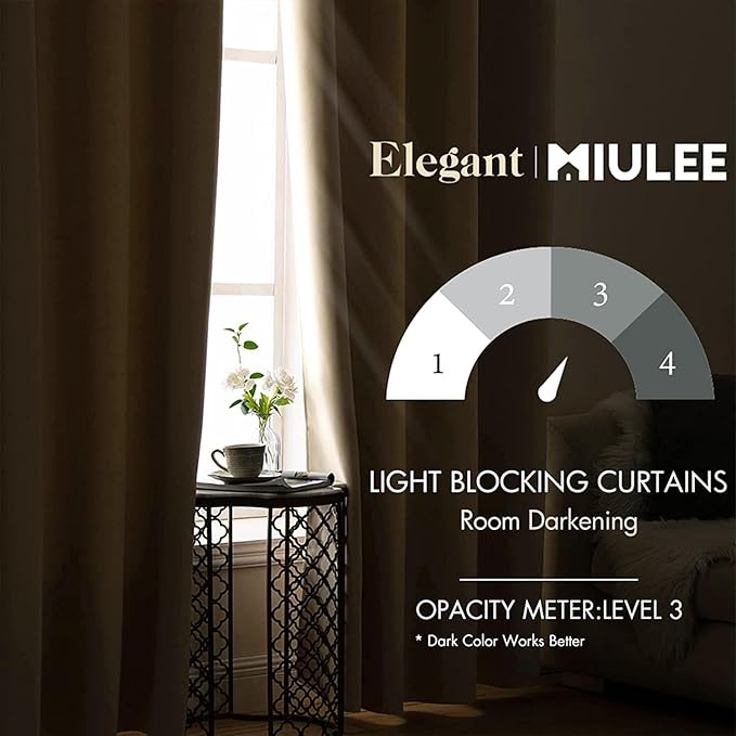 MIULEE 84" Long Room Darkening Curtains Thermal Insulated Drapes Solid Window Treatment Set Grommet Top Light Blocking Blackout Curtain for Living Room/Bedroom 2 Panels Cream Beige