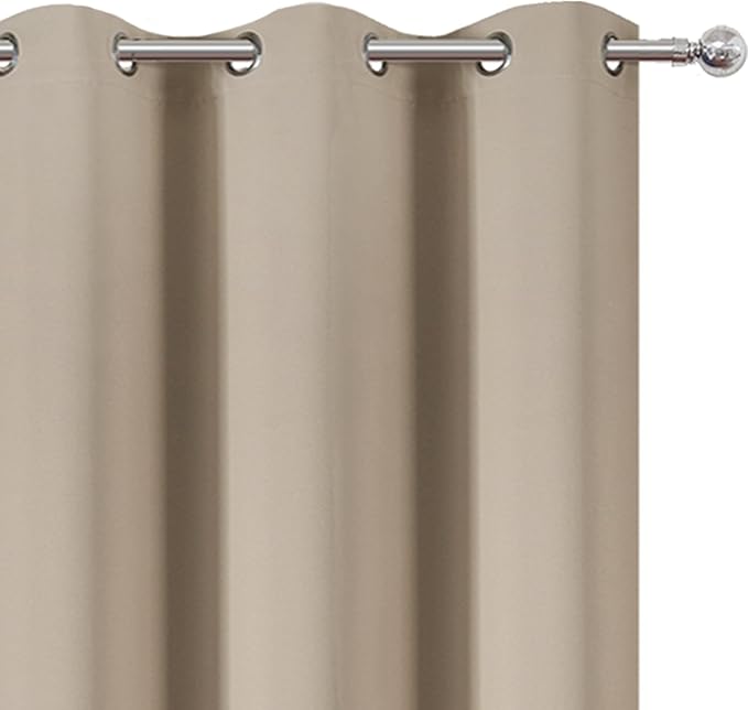 LEMOMO Khaki Blackout Curtains/38 x 54 Inch/Set of Two Panels Grommet Living Room Curtains