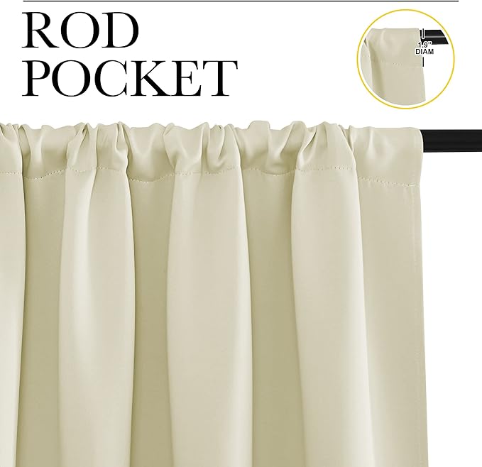 NICETOWN RV Blackout Curtains for Camper Windows, Beige, 29" Wide by 40" Long, 2 PCs, Short Blackout Curtains & Drapes, Thermal Insulated Blackout Curtain Panels for Kids Room, Play Room