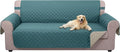 U-NICE HOME 4 Seater Sofa Cover 91 Inch Large Couch Covers for 4 Cushion Couch with Elastic Straps Water Resistant Furniture Protector Cover for Pets Cat (Sofa XX-Large, Blue/Beige)