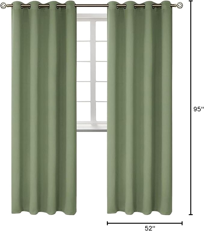 BGment Room Darkening Curtains 95 Inches Long - Grommet Thermal Insulated Drapes Window Treatment Curtains for Bedroom, 2 Panels, 52 x 95 Inch, Grass Green