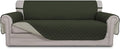 Easy-Going 4 Seater Sofa Slipcover Reversible Sofa Cover Water Resistant Couch Cover with Foam Sticks Elastic Straps Furniture Protector for Pets Children Dog Cat (XX-Large, Army Green/Beige)
