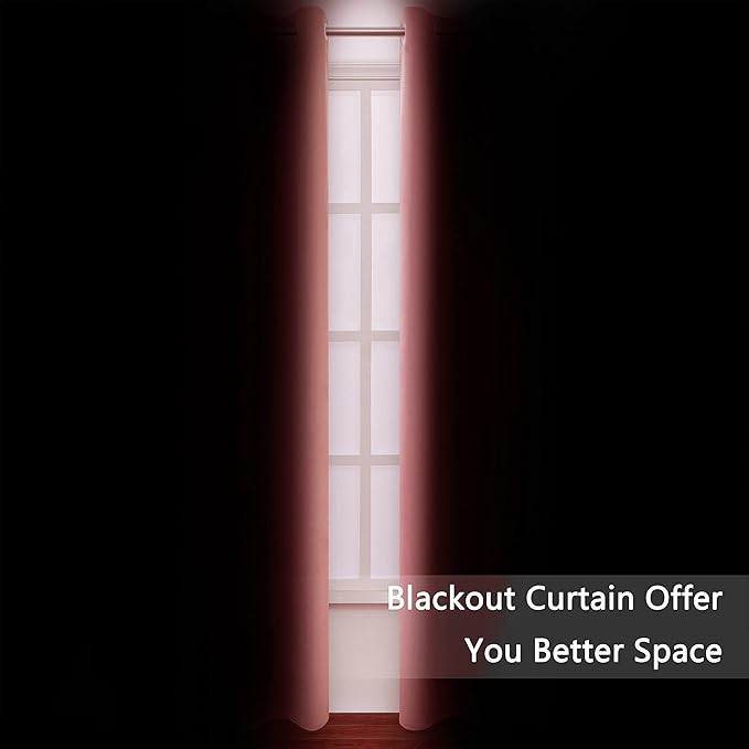 LEMOMO Blackout Curtains 66 x 84 inch/Coral Curtains Set of 2 Panels/Thermal Insulated Room Darkening Bedroom Curtains
