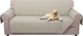 U-NICE HOME Reversible Sofa Cover Couch Cover for Dogs with Elastic Straps Water Resistant Furniture Protector for Pets Couch Cover for 3 Cushion Couch (Sofa, Beige/Beige)