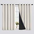 SimpleHome 100% Blackout Curtains for Bedroom,Thermal Insulated Cream Grommet Window Drapes Room Darkening Curtains for Living Room with Black Back,62 x 63 Inch,2 Panels