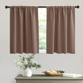 RYB HOME Short Mocha Blackout Curtains for Small Bedroom Window, Insulating UV Blocking Drapes for Kitchen Cafe Basement Garage, Privacy Tiers for Bathroom Window, Width 42 by Length 36, Set of 2