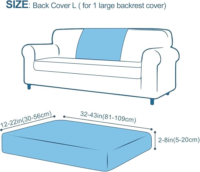 Smiry Printed Couch Cushion Covers, Stretch Soft Couch Covers for Sofa, Washable Non-Slip Sofa Slipcover Furniture Protector for Indoor and Outdoor (Backrest L, Navy)