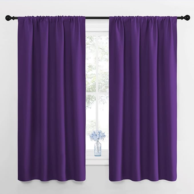 NICETOWN RV Blackout Curtains for Camper Windows, Royal Purple, 29" Wide by 50" Long, 2 PCs, Short Blackout Curtains & Drapes, Thermal Insulated Blackout Curtain Panels for Kids Room, Play Room