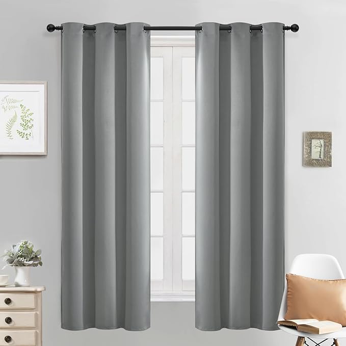 Yakamok Dove Grey Room Darking 63 Inch Length 2 Panel Sets for Livingroom Dining Room Darkening Thermal Insulated Bay Window Hotel Modern Elegant Black Out Sunblock Curtins/Bedroom,38 x 63 Inches