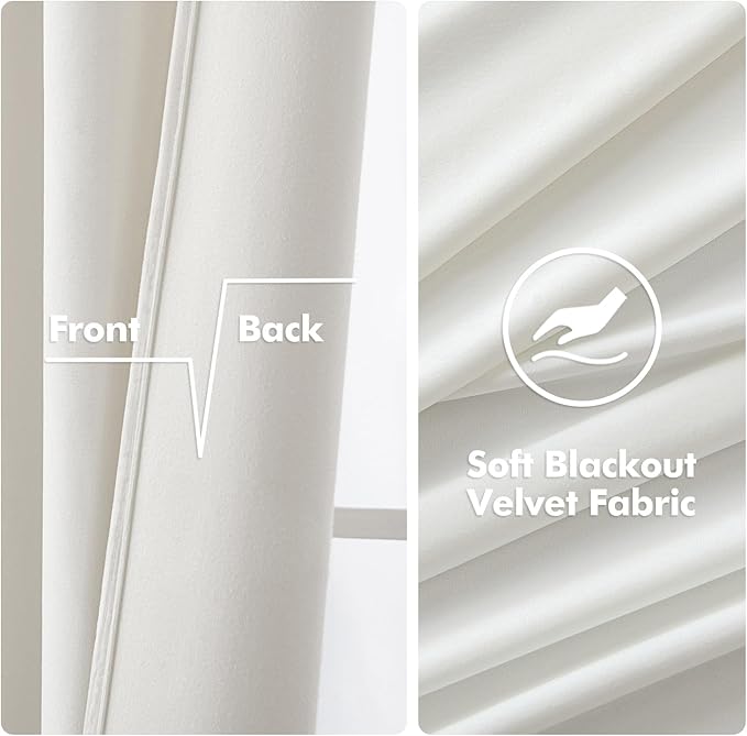MIULEE Elegant Velvet Curtains Pure White Grommet Curtains Thermal Insulated Soundproof Room Darkening Blackout Curtains/Drapes for Girls & Ladys Living Room/Bedroom Decor 52 x 96 Inch 2 Panels