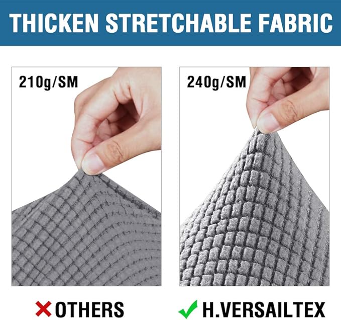 H.VERSAILTEX 3 Piece Stretch Sofa Covers for 2 Cushion Loveseat Couch Covers for Living Room Sofa Slipcovers (Base Cover Plus 2 Seat Cushion Covers) Thicker Jacquard Fabric(Medium Sofa, Dove)