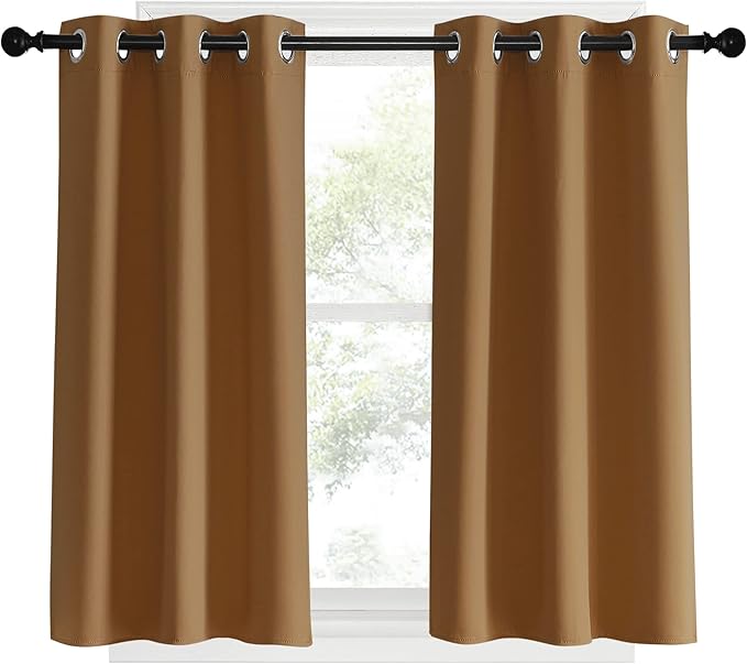 NICETOWN Window Curtains Blackout Drapes, 1 Pair, 34 by 40-inch, Gold Brown, Thermal Insulated Decorative Blackout Curtains/Draperies for Laundry