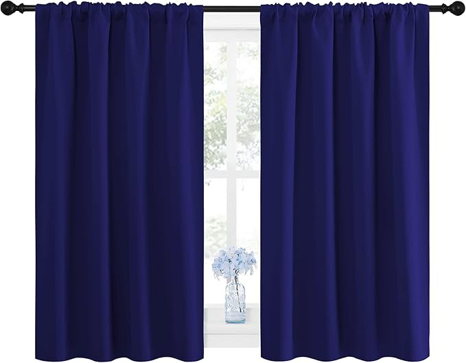 NICETOWN Navy Blue Curtains Blackout Draperies - Home Fashion Thermal Insulated Solid Drape Panels for Kid's Room, Privacy Window Dressing (1 Pair, 42 inches x 45-Inch)