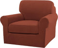 Turquoize 2 Piece Chair Covers Chair Slipcovers for Living Room Armchair Couch Cover Chair Sofa Cover with Individual Cushion Covers Furniture Cover for Chairs Feature Jacquard Fabric (Chair, Rust)
