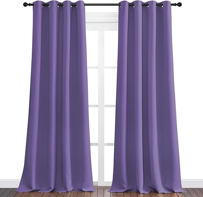 NICETOWN Lilac Purple Blackout Curtains 120" Long for Office, Dining, Guest Room, 55" Wide, 2 Pieces, Sound Reducing Heat and Cold Block Curtain Panels for Modern Decorative