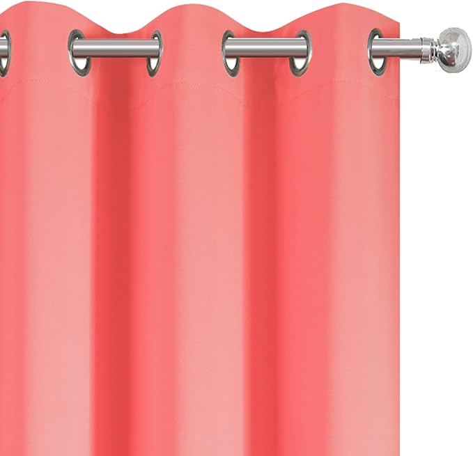 LEMOMO Coral Blackout Curtains 42 x 54 Inch Length Set of 2 Panels Grommet Bedroom Curtains for Living Room