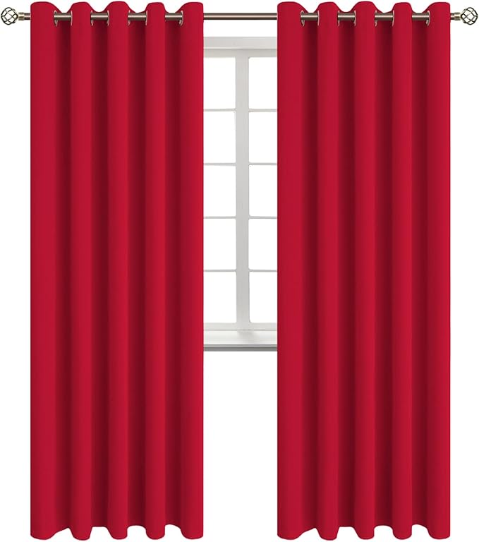 BGment Room Darkening Curtains 84 Inches Long - Grommet Thermal Insulated Drapes Window Treatment Curtains for Bedroom, 2 Panels, 70 x 84 Inch, Red