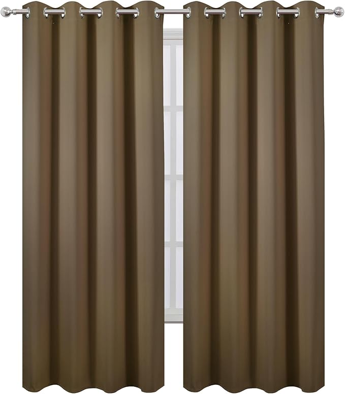 LEMOMO Brown Thermal Blackout Curtains/52 x 95 Inch/Set of 2 Panels Room Darkening Curtains for Bedroom