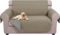 U-NICE HOME Loveseat Sofa Cover Reversible Couch Cover for Dogs with Elastic Straps Water Resistant Furniture Protector for Pets Couch Cover for 2 Cushion Couch (Loveseat, Khaki/Light Grey)