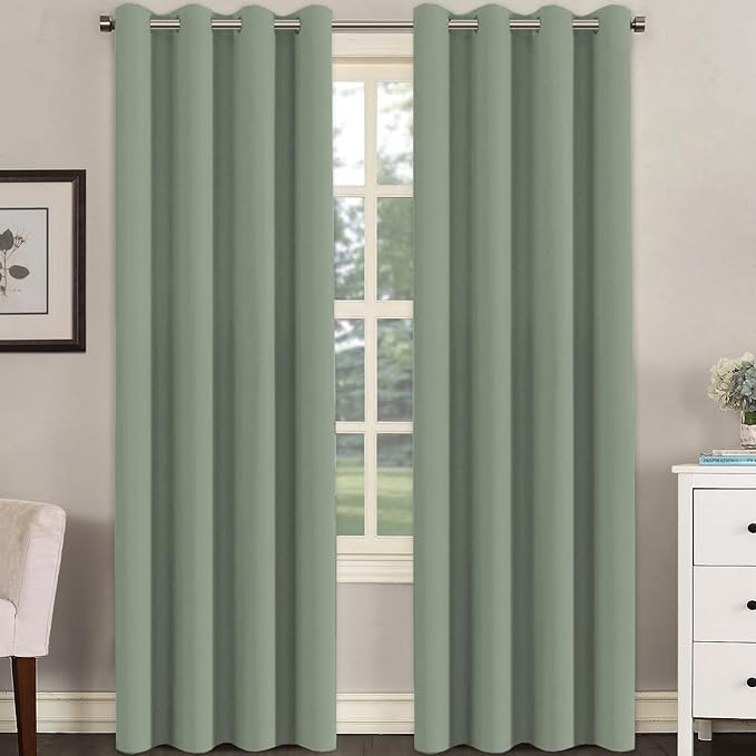 H.VERSAILTEX Blackout Curtain for Living Room Thermal Insulated Window Treatment Curtain Extra Long 84 inch Length Energy Saving Solid Grommet Top Blackout Drape, One Panel, Cyan, 52" W x 84" L