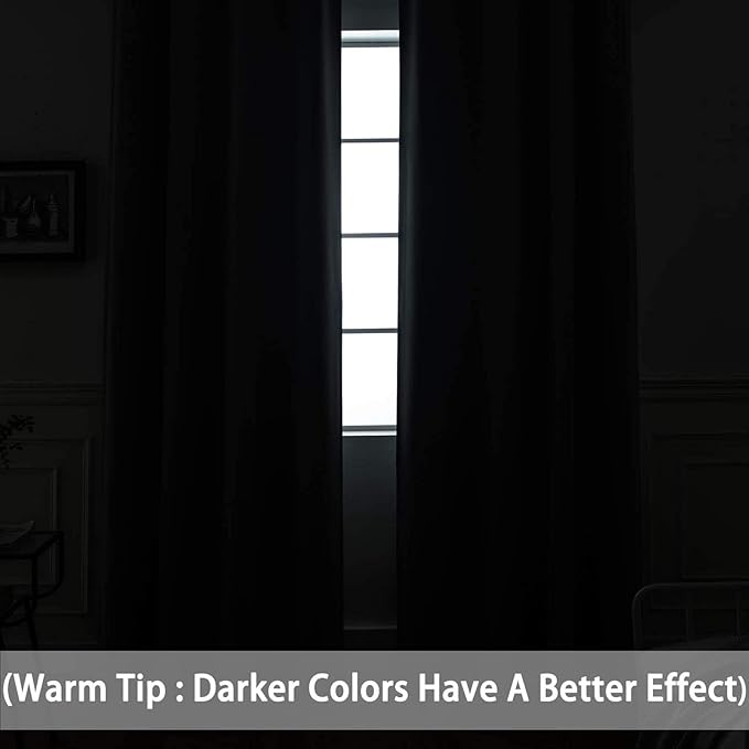 Yakamok 63 Inch Long Dark Green Blackout Curtains Room Darkening Thermal Insulated with Grommet Blackout Drapes for Bedroom, 52Wx63L inch, 2 Panels