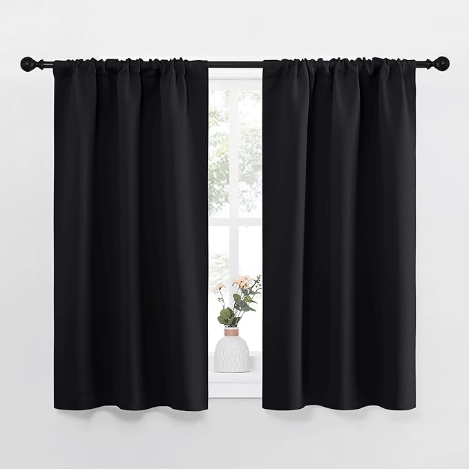 NICETOWN Black Out Curtain Panels for Kitchen - Energy Smart Decoration Thermal Insulating Blackout Drapes/Draperies for Small Window (2 Panels, 34 inches Wide by 45 inches Long)