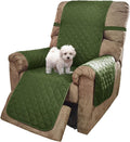 U-NICE HOME Recliner Chair Covers Reversible Quilted Water Repellent Pet Protectors with Elastic Straps (23''Recliner Small, Huntergreen/Sage)