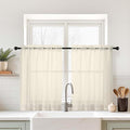 Cream Small Sheer Curtains 2 Panels Set, Kitchen Curtains 36 Inch Length, Elegant Light Filtering Short Window Drapes for Living Room Bedroom, Dual Rod Pocket Design, 2x42Wx36L Inches