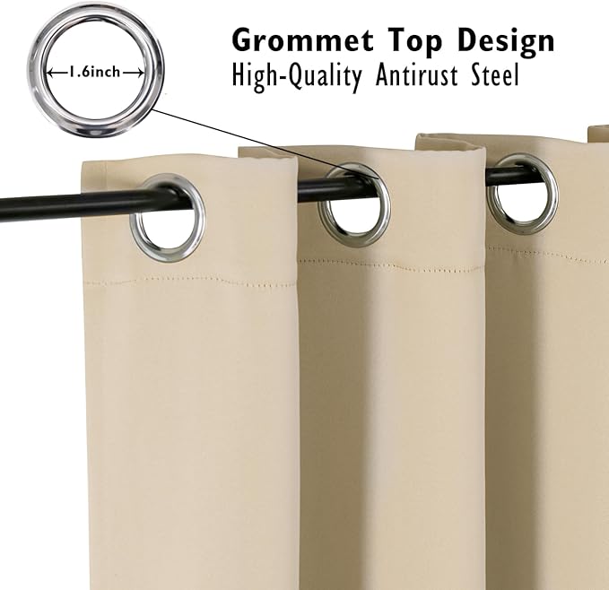 ChrisDowa Blackout Curtains 108 inches Long for Bedroom - 2 Panels Set Grommet Thermal Insulated Room Darkening Curtains for Living Room (Biscotti Beige, 52 x 108 Inch)