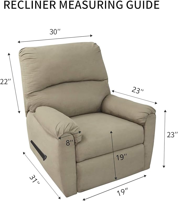 PureFit Reversible Quilted Sofa Cover, Water Resistant Slipcover Furniture Protector, Washable Couch Cover with Non Slip and Elastic Straps for Kids, Dogs, Pets (Small Recliner, Black/Beige)