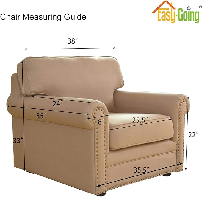 Easy-Going Stretch Chair Sofa Slipcover 1-Piece Couch Sofa Cover Furniture Protector Soft with Elastic Bottom for Kids, Pet. Spandex Jacquard Fabric Small Checks (Chair, Sand)