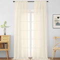 Cream Sheer Curtains 120 Inches Long 2 Panels, Extra Long Light Filtering Modern Window Curtains for Sliding Glass Door, Rod Pocket Voile Drapes for Living Room Bedroom, 2x42Wx120L Inches