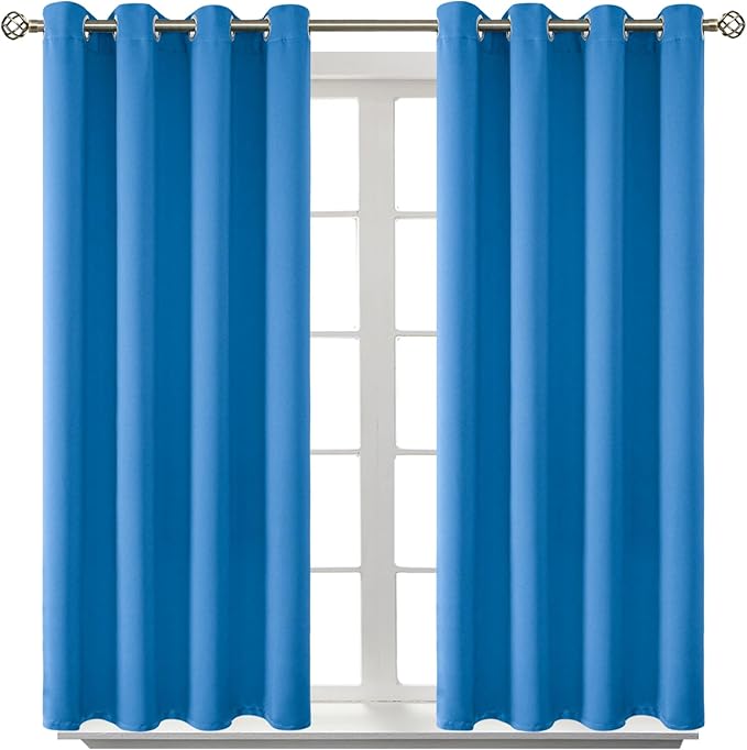 BGment Room Darkening Curtains 45 Inches Long - Grommet Thermal Insulated Drapes Window Treatment Curtains for Bedroom, 2 Panels, 52 x 45 Inch, Classic Blue