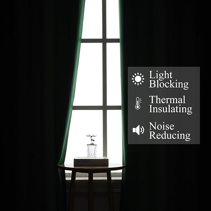 Estelar Textiler Black and Green Ombre Blackout Curtains for Bedroom 102 Inch Long, Thermal Insulated Grommet Complete Room Darkening Gradient Drapes for Living Room, 52Wx102L,2 Panels