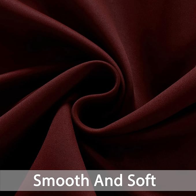 Yakamok Blackout Curtains Room Darkening Thermal Insulated Window Panels,Solid Grommet Top Drapes for Bedroom/Living Room(62Wx84L, Burgundy Red, 2 Panels)