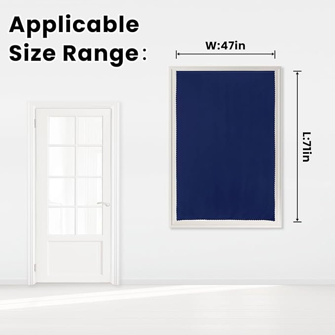 Self Adhesive Portable Blackout Curtains for Bedroom Easy to Install Window Thermal Lnsulated Kitchen Room Darkening Small Window Curtains, 47" W X 71" L, Navy Blue, 1 Panel