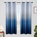 SimpleHome Ombre Curtains 42 x 63 Inch for Bedroom 2 Panels, Gradient Grey White to Blue Light Blocking Thermal Insulated Grommet Room Darkening Window Curtain/Drapes for Living Room