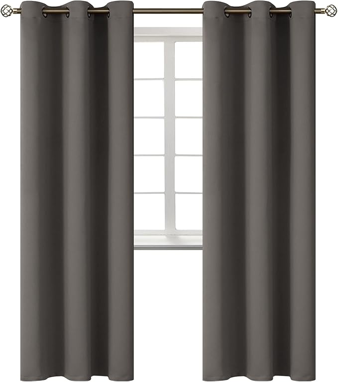 BGment Blackout Curtains for Bedroom - Grommet Thermal Insulated Room Darkening Curtains for Living Room, Set of 2 Panels (42 x 84 Inch, Grey)