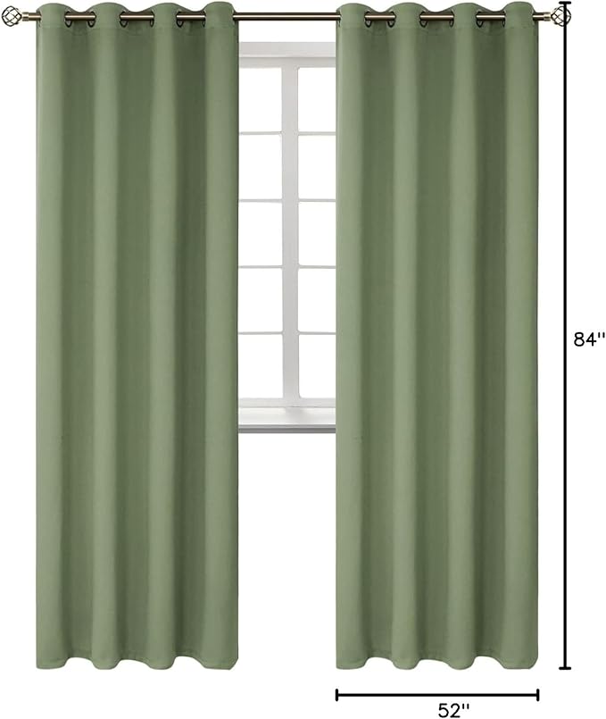 BGment Room Darkening Curtains 84 Inches Long - Grommet Thermal Insulated Drapes Window Treatment Curtains for Bedroom, 2 Panels, 52 x 84 Inch, Grass Green