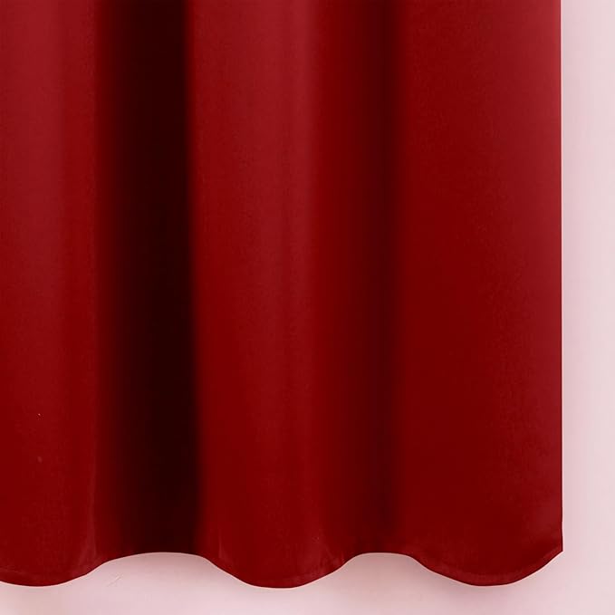 LEMOMO Blackout Curtains 66 x 72 Inch Long Red Curtains Set of 2 Panels Room Darkening Curtains for Bedroom and Living Room