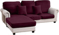 Couch Cover 3-Piece Elastic Velvet Couch Cushion Covers & Chaise Slipcovers for L-Shaped Sofas, Sofa Seat Covers Washable, Soft Cover for Couches (2 Seater + Chaise, Wine)