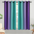 Yakamok Ombre Teal and Purple Curtains for Bedroom, Gradient Room Darkening Curtains, Grommet Thermal Insulated Light Blocking Window Drapes/Curtain for Living Room,52 x 63 Inch,2 Panels