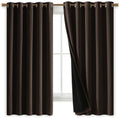 NICETOWN Complete 100% Blackout Curtains, Thermal Insulated & Energy Efficiency Window Draperies with Black Liner, Noise Reducing Short Curtains for Kids Room (Brown, 70-inch W by 63-inch L, 2 Panels)
